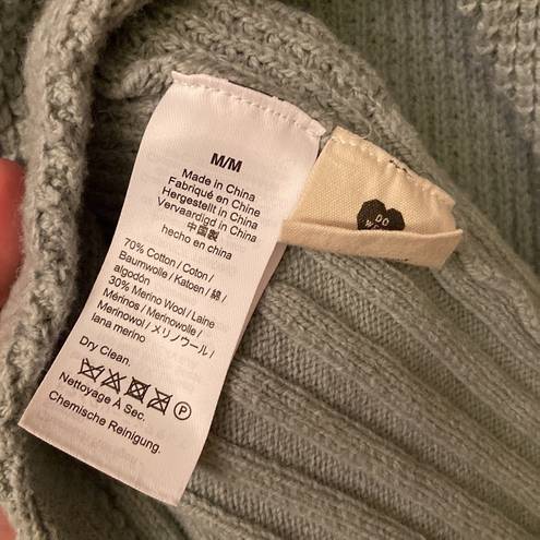 Madewell  Cropped Turtleneck Sweater Size M Teal Aqua Waffle Knit