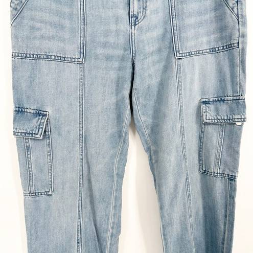 Hidden Jeans  Crop Straight Leg Cargo Jeans Light Wash Blue Women's 30