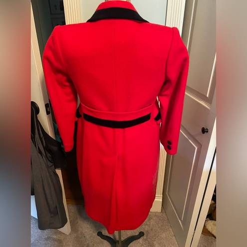 Vintage 1970s Rothschild Women’s Wool Long Coat, Size 8 Red and Black