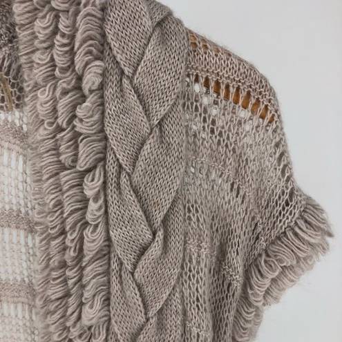 Rebecca Taylor  Grey Chunky Cap Sleeve Open Knit Cardigan Sweater Wool Mohair XS