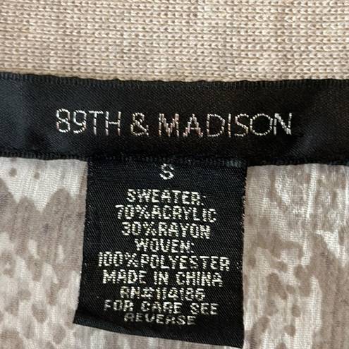 89th and Madison  Light Beige & Snakeskin Print Cardigan—Size Small