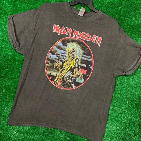 Iron Maiden Vintage Style Metal Rock Tee Side XL Gray