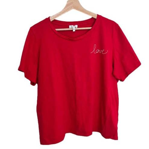 Ella Moss  Love Tee‎ Womens Size 2XL T-Shirt Casual Boxy Fit Red