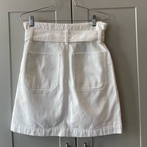 Rag and Bone  White Darted High Waisted Paperbag Belted Denim Mini Skirt 26 Jean