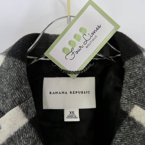 Banana Republic  Black & White Plaid Wool Plaid Peacoat XS Preppy Cozycore Twee