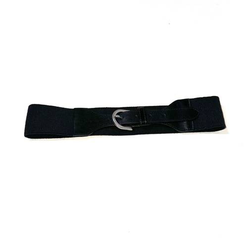 Brooks Brothers  Black Linen Leather Elastic Belt Size Small / Medium