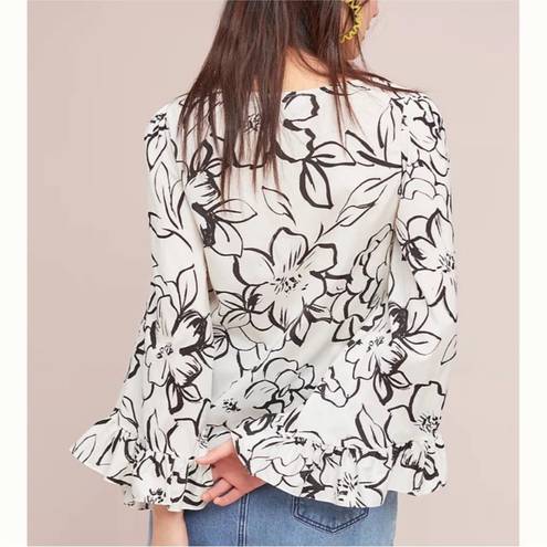 Tracy Reese  Anthropologie Bell Sleeve Floral Blouse, EUC, Small, MSRP $168