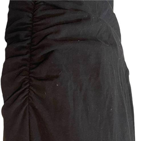 James Perse NWT  Dress Skinny Sheath in Black Ruched Stretch Cotton Jersey 1/Sm