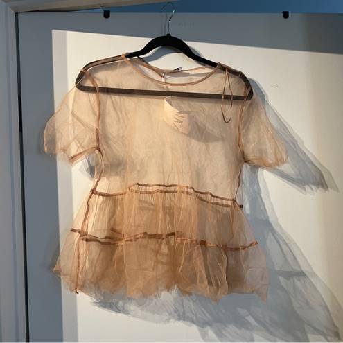 ZARA NWT  CREAM TULLE TOP