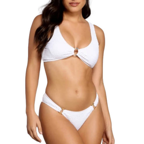 Cabana Del Sol  Women’s White Smocked Bikini Bottoms Size Large NWT