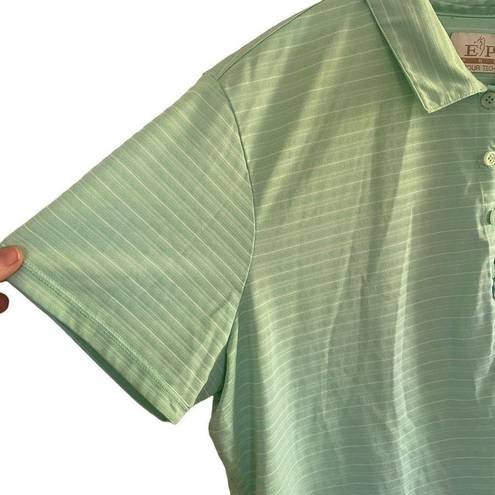 EP Pro  Tour Tech XXL collared woman's golf dress shirt striped greenish blue