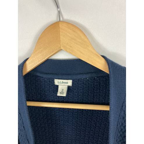 L.L.Bean  Basketweave Sweater, Button-Front Cardigan Classic Navy Size Medium