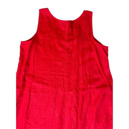 J.Jill  100% Linen Poppy Red Sleeveless Scoop Neck Shift Dress Boho Size Large