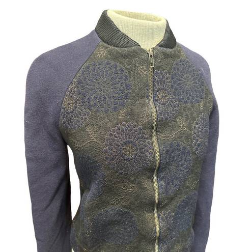 Martin Grant Paris Brocade Bomber Jacket in Blue 4 36 Womens Jacquard Coat Size undefined