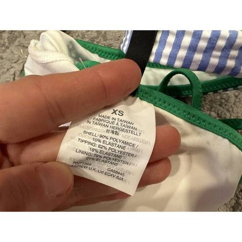 J.Crew  Tipped Seersucker Tie Front Bikini Top G1335 XS NWOT