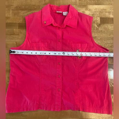 Disney  Vintage Y2K Tigger Sleeveless Button Up Pink XL 100% Cotton