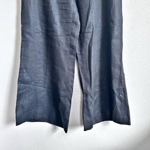 Lafayette 148  NY | Black Linen Wide Leg Sailor Button Trouser Pants | Size 2