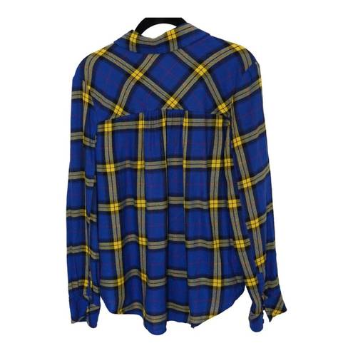 Nordstrom EUC B.P. Plaid Shirt  House Brand Blue and Yellow Top Sz XS