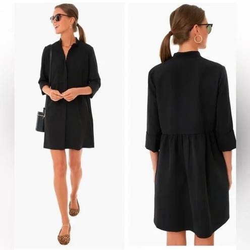 Tuckernuck  Black Royal Shirt Dress with 3/4 Sleeves Size XS Button Down Stretch