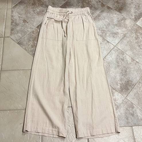 Zenana Outfitters NWT  High Waist Linen Paper Bag Wide Leg Pants Khaki Pockets XL