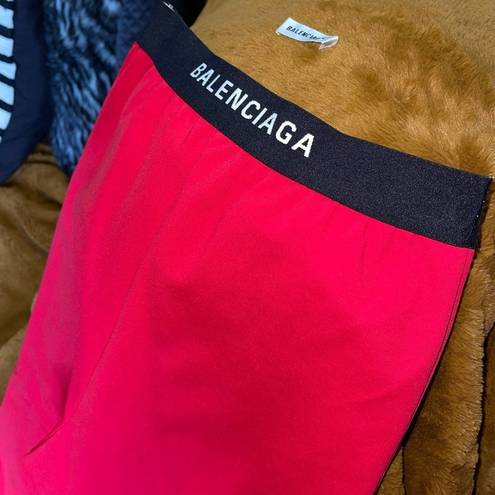 Balenciaga  Red Logo Waistband Leggings