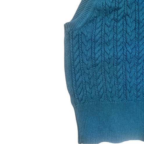 Talbots Teal Sweater Cable Knit Vest Medium