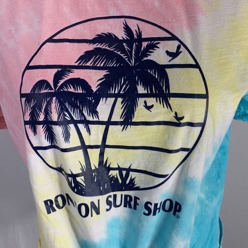 Ron Jon Surf Shop Tie Dye Pink Front Knot Crop Top Tee Size Medium