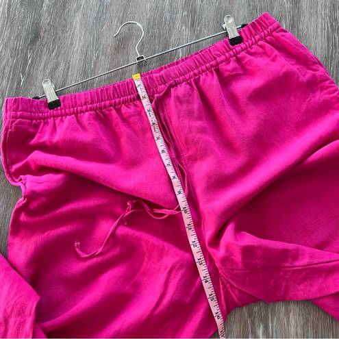 H&M  bright pink linen blend wide leg pants