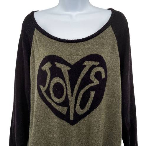 Torrid  Love Heart Knit Long Sleeve Pullover Plus Size Sweater Top 2X Olive Green