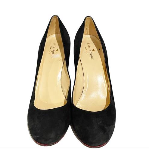 Kate Spade  Size 10B Black Suede Leather Round Toe Square Heel Shoes