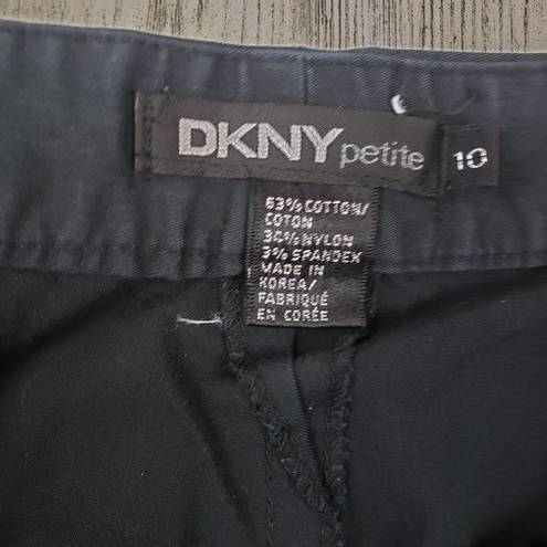 DKNY  Petite Solid Black Embroidered Capri Cropped Pants Women's Size 10P