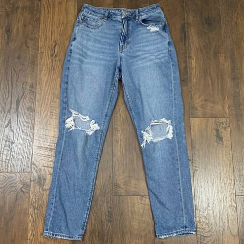 American Eagle Comfort Stretch Waistband Distressed Mom Jeans