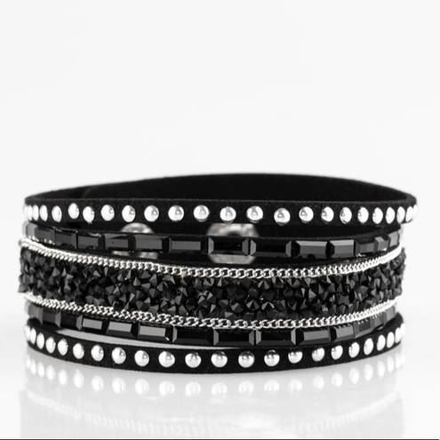 Paparazzi  Black Stud Rhinestone Rocker Bracelet