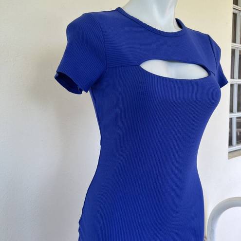 Guess  Cut Out Front Shirt Dress Blue MEDIUM sexy bodycon