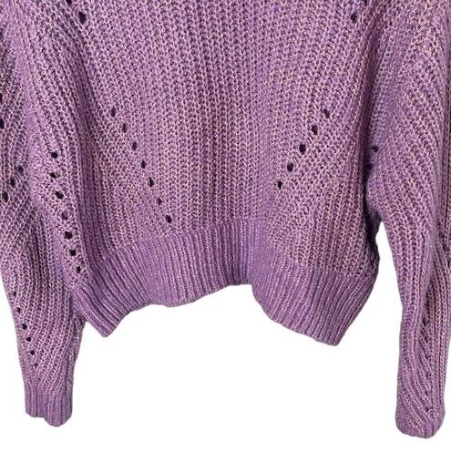 Elizabeth and James  Women’s Open Stitch Cropped Sweater Size XS in Giada Purple