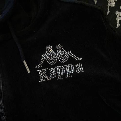 Kappa  222 Banda Stech Zip Velour Hoodie in Black Smoke