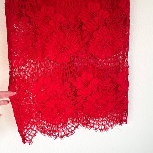 Alexis Red Floral Lace Crochet Midi Dress