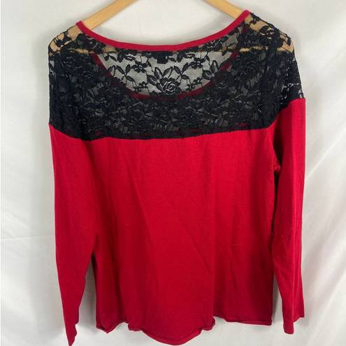 Torrid  Pullover Lace Yolk Sweater Red Black Size 0 / Large