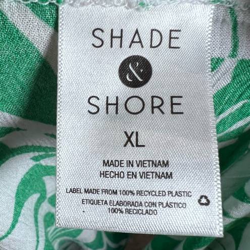 Shade & Shore  long sleeve green and white twist front maxi cover up size XL