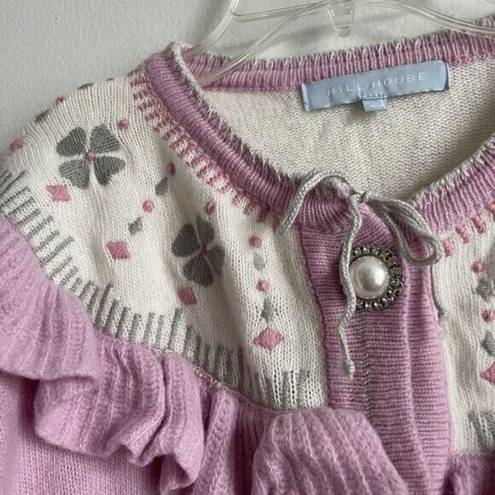 Hill House  Sweater Womens Size L Desk Cardigan Pink Pearl Button Coquette Fairy