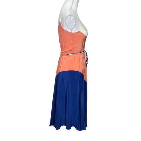 Yumi Kim  Womens Leon Tricolor Colorblock Silk Midi Dress With Tie Belt Size XS