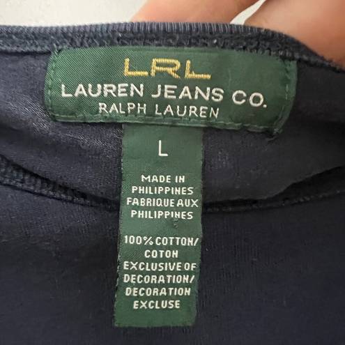 Krass&co Y2K LRL Lauren Jeans . Ralph Lauren LARGE Blue Tee Shirt T-Shirt Long Sleeve