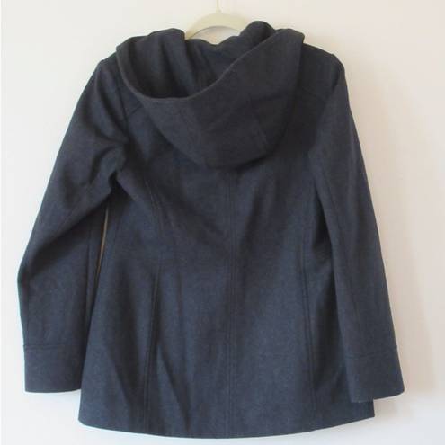 London Fog Womens  Wool Blend Warm Hooded Coat Jacket Size Small Steel Gray