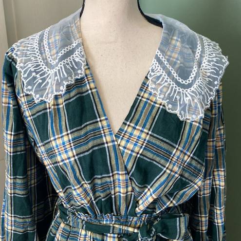 Just Me New plaid belted vintage long sleeves dress, size S