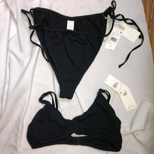 Good American NWT  Black Bikini Top Bottom Textured Beach Swim Size 5/6