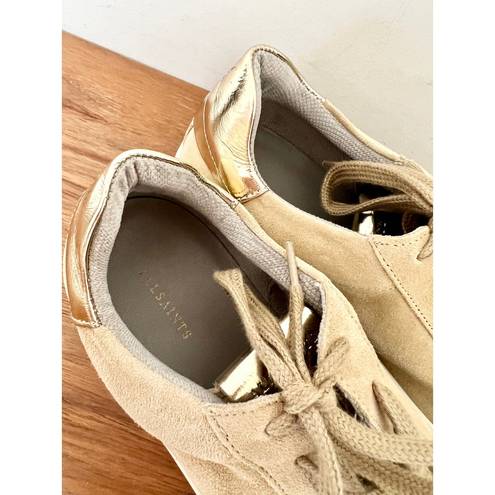 ALLSAINTS NWT  Shana Low Top Chunky Sole Suede Sneakers Oak Beige Women's US 11