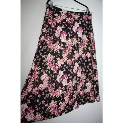 Black Label  By Evan Picone XL Women's Floral Skirt Stretch Mid Rise Midi Skirt