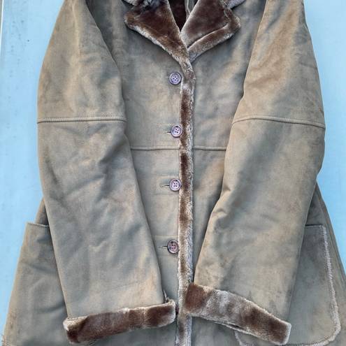 Jones New York Vintage  Brown Maxi Fur Trench Coat