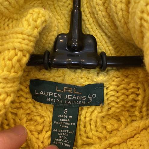 Krass&co LRL Lauren Jeans . Bright Yellow Chunky Cable Knit Turtleneck Sweater Sz Sm