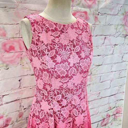 New York And Company  Women's Laced Floral Fit & Flare Dress Ombre Pink Size 4